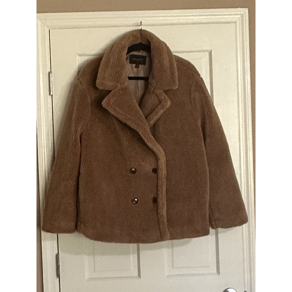 Banana Republic Women's Faux Shearling Double‎ Breasted Teddy Pea Coat XL